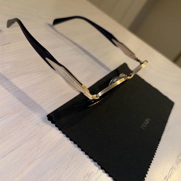 PRADA Engraved Logo Metal & Plastic Oval Sunglasses - Picture 7 of 10